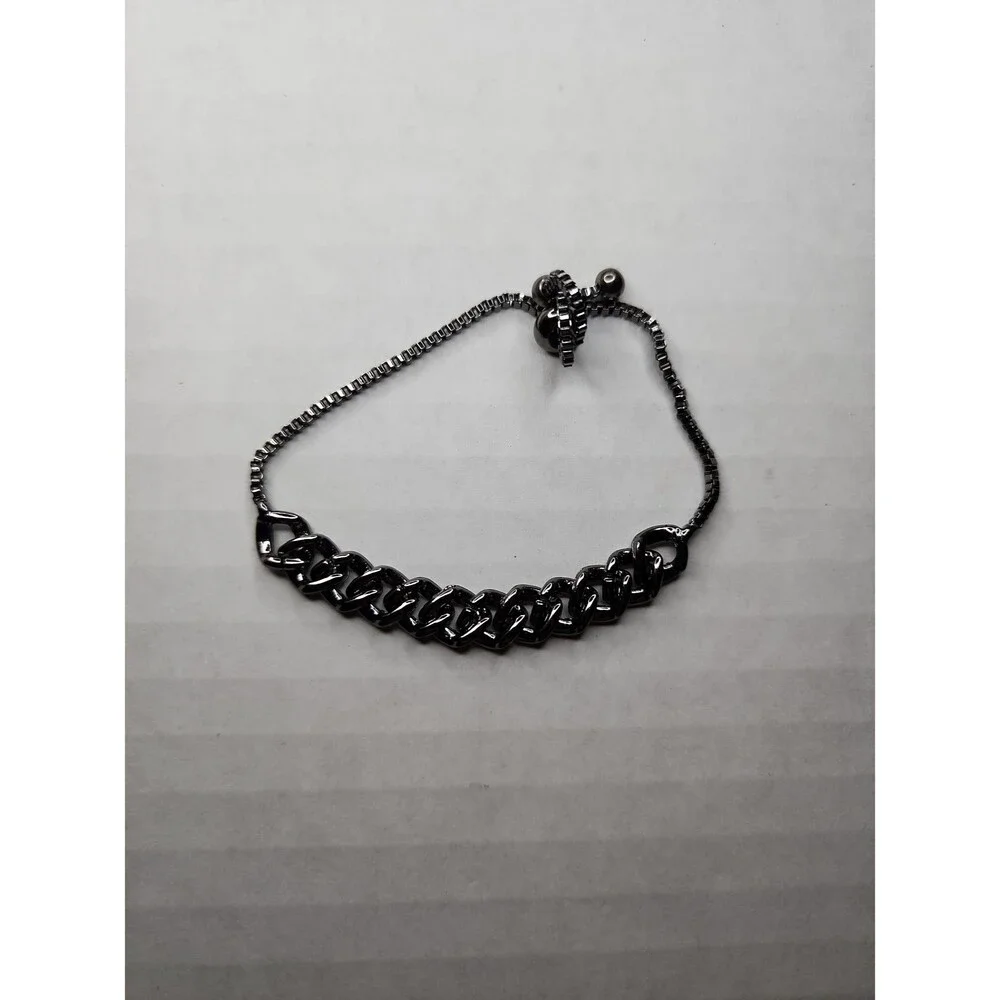 Paparazzi Gunmetal Pavé Rhinestone Bolo Bracelet - Adjustable Slider Link